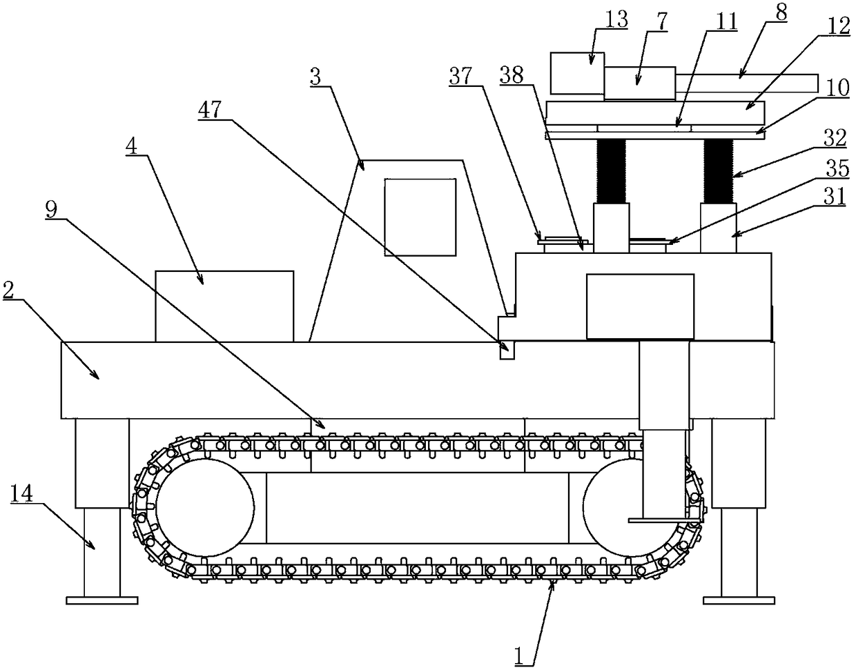 Crawler-type small-footage multi-angle rotating horizontal hole forming device