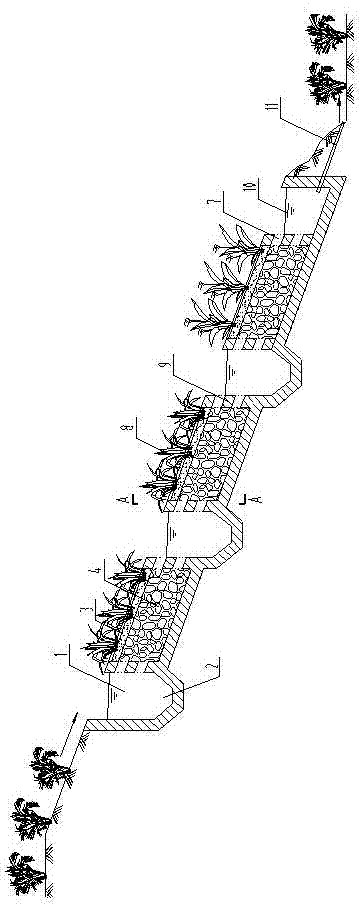 Method for processing agricultural running water pollution by utilizing bank and compound system for processing running water pollution