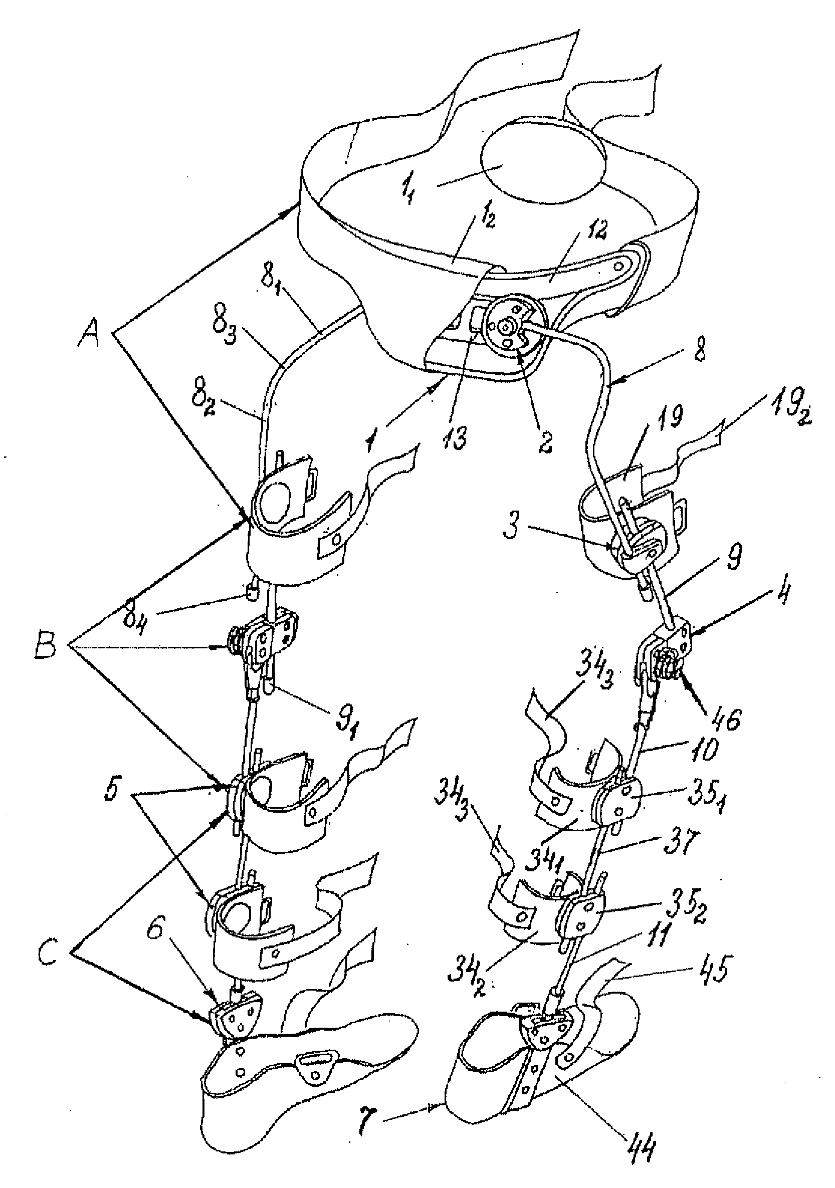 Method for correcting pathological configurations of segments of the lower extremities and device for realizing same