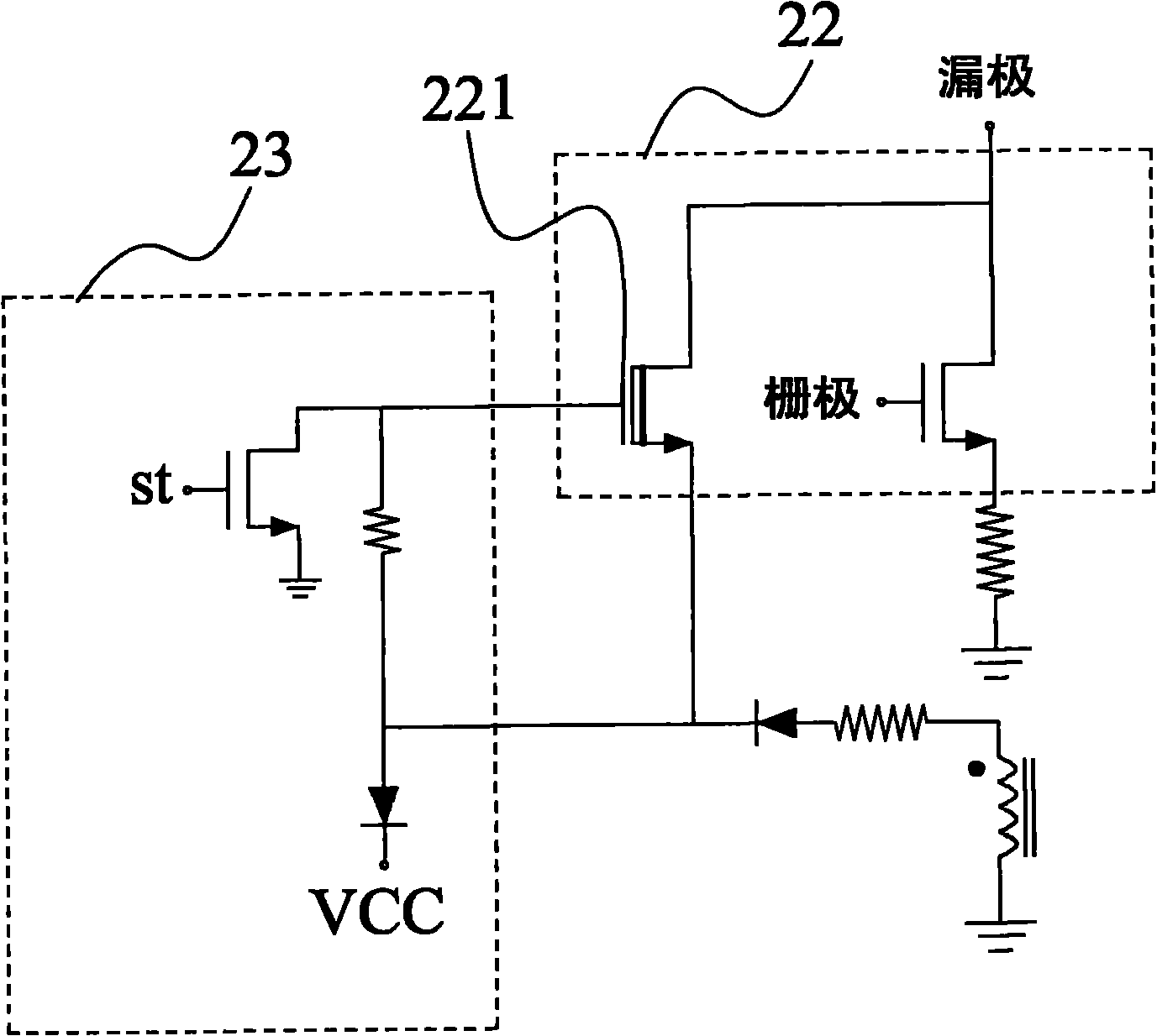 Power transistor chip with built-in junction field effect transistor and application circuit thereof