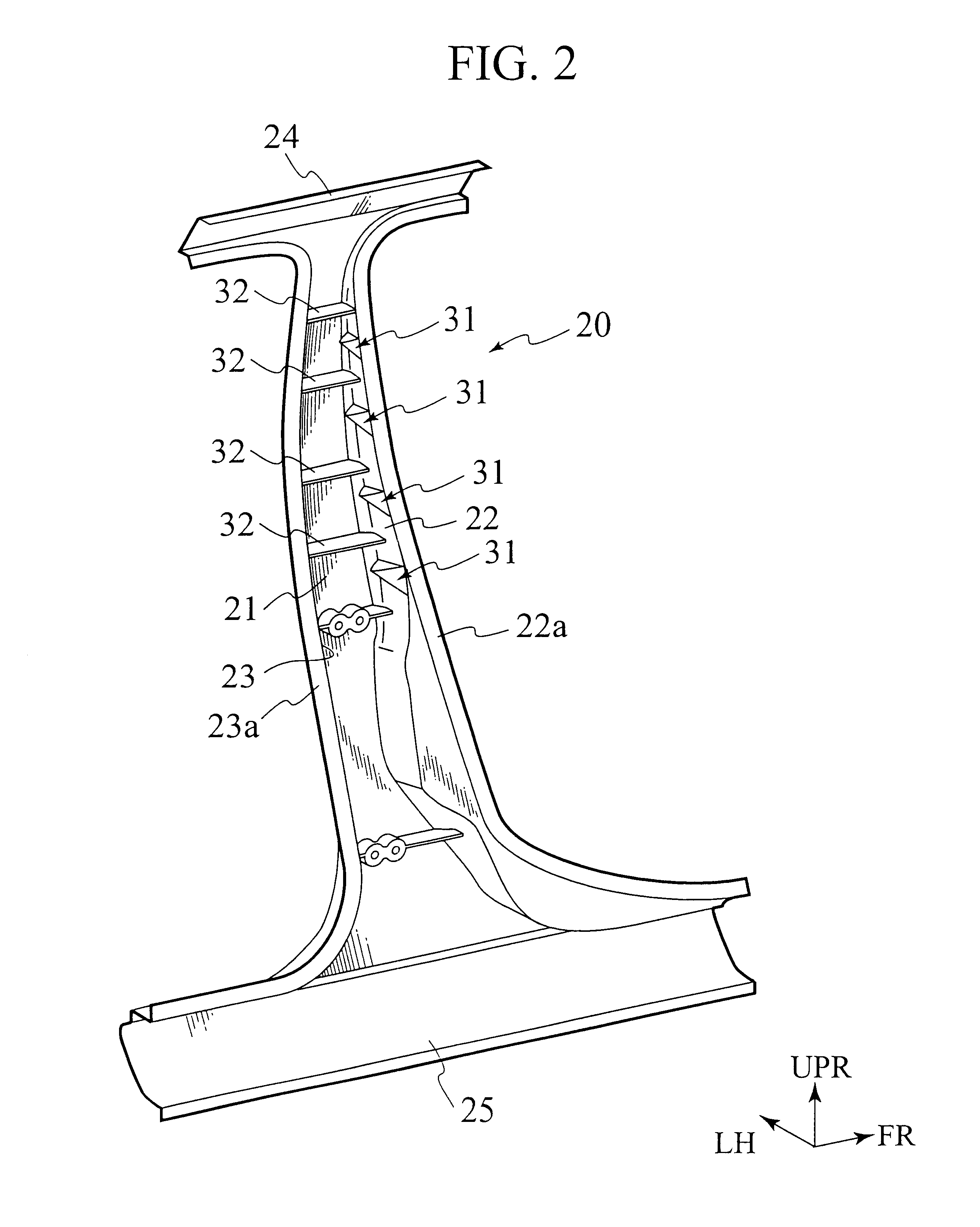 Pillar structure of a vehicle