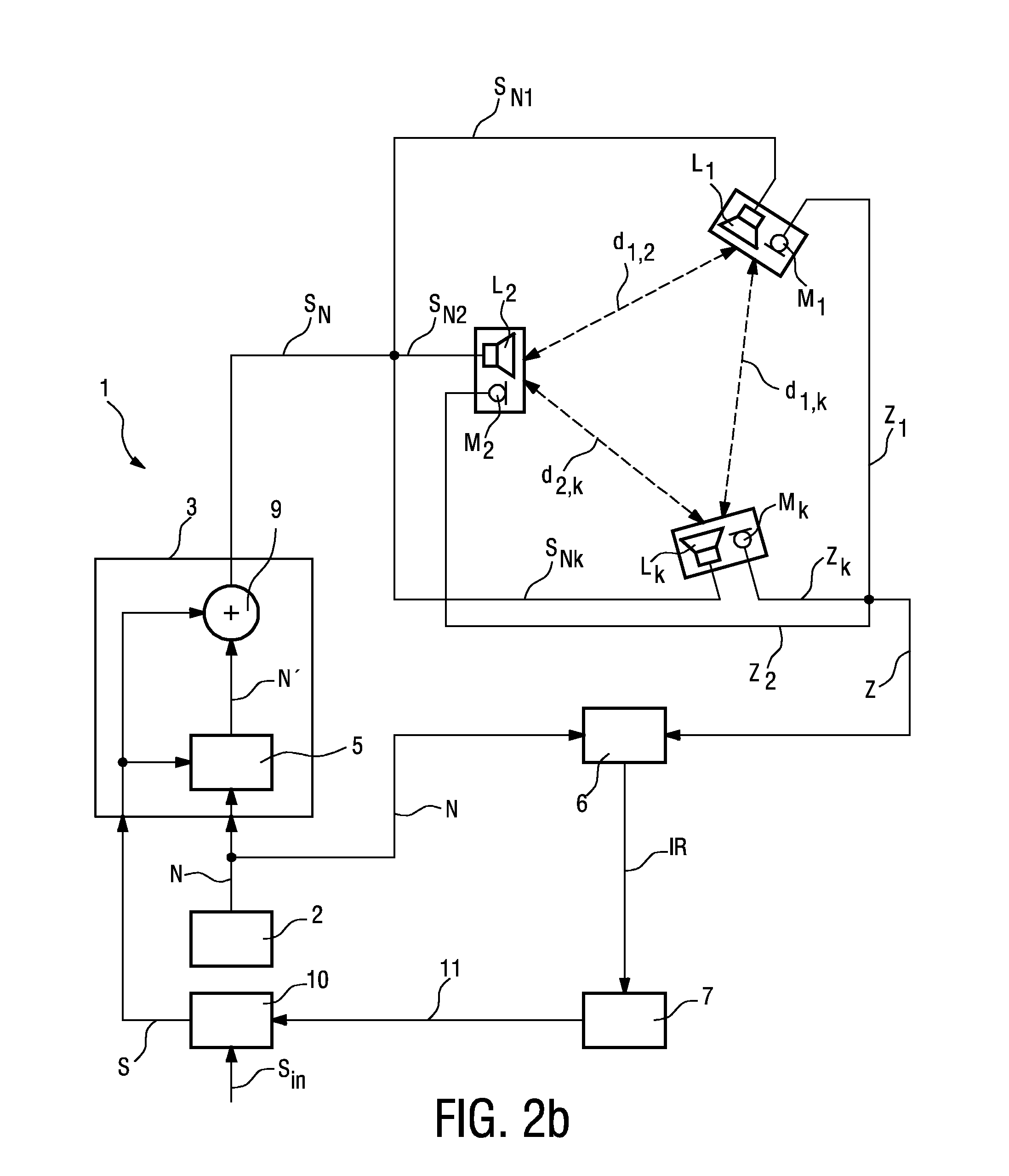 Method of and system for determining distances between loudspeakers