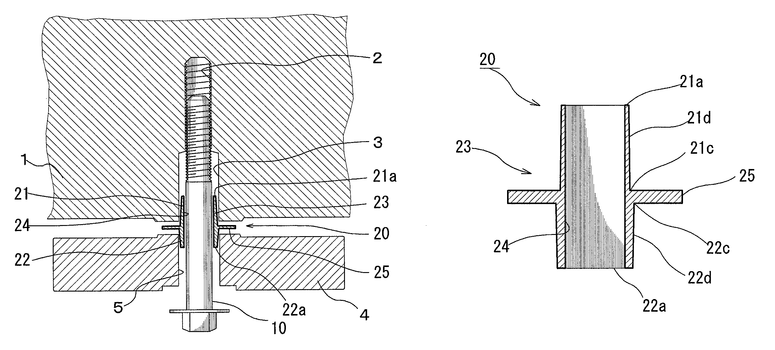 Fastening method for a fastening bolt of a sub frame to car body and a sub frame rigid collar for car used for the fastening method