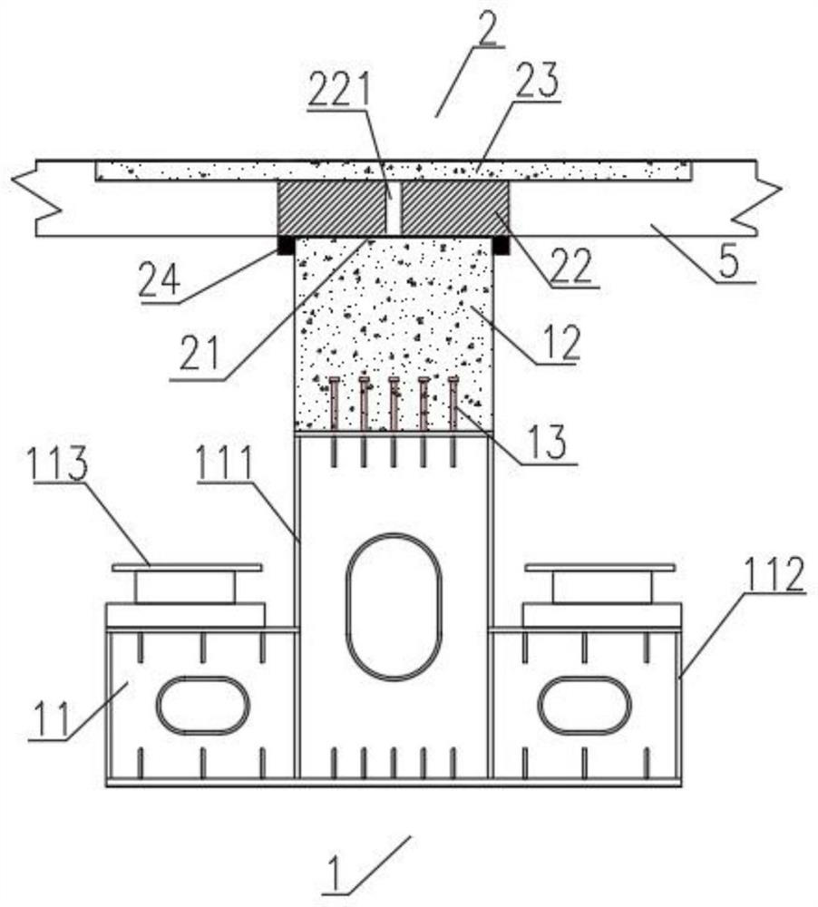 Combined bent cap suitable for bridge deck continuous structure, bridge and construction technology