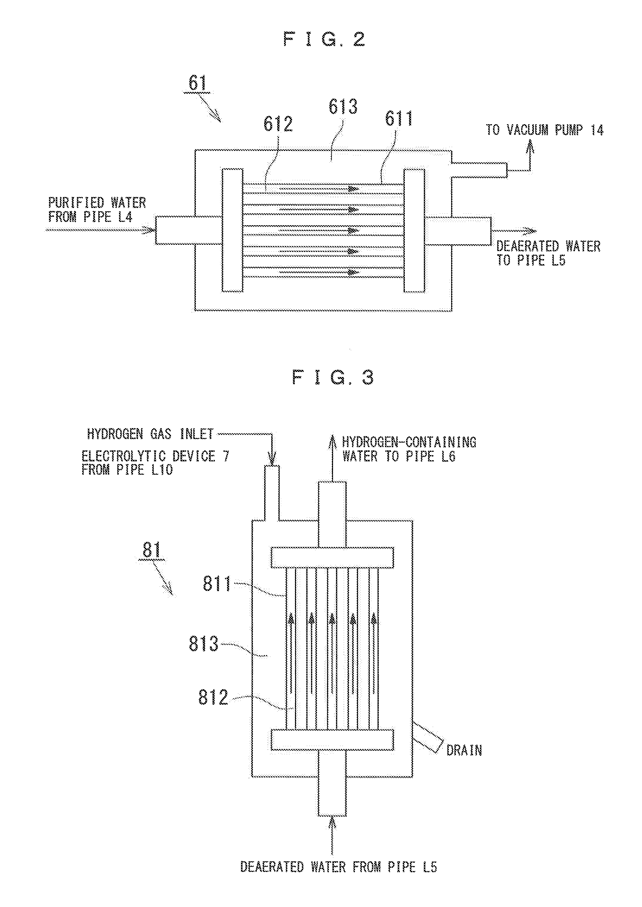 Method and device for producing hydrogen-containing drinking water