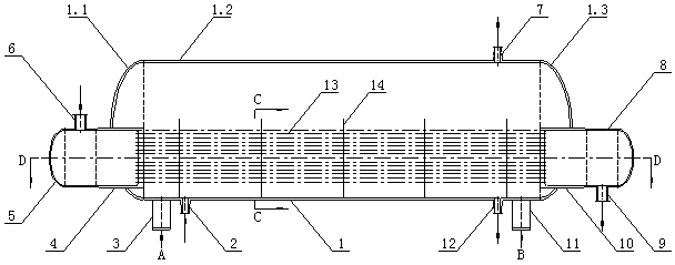 Horizontal high-pressure heat exchanger applicable to cleaning medium evaporation