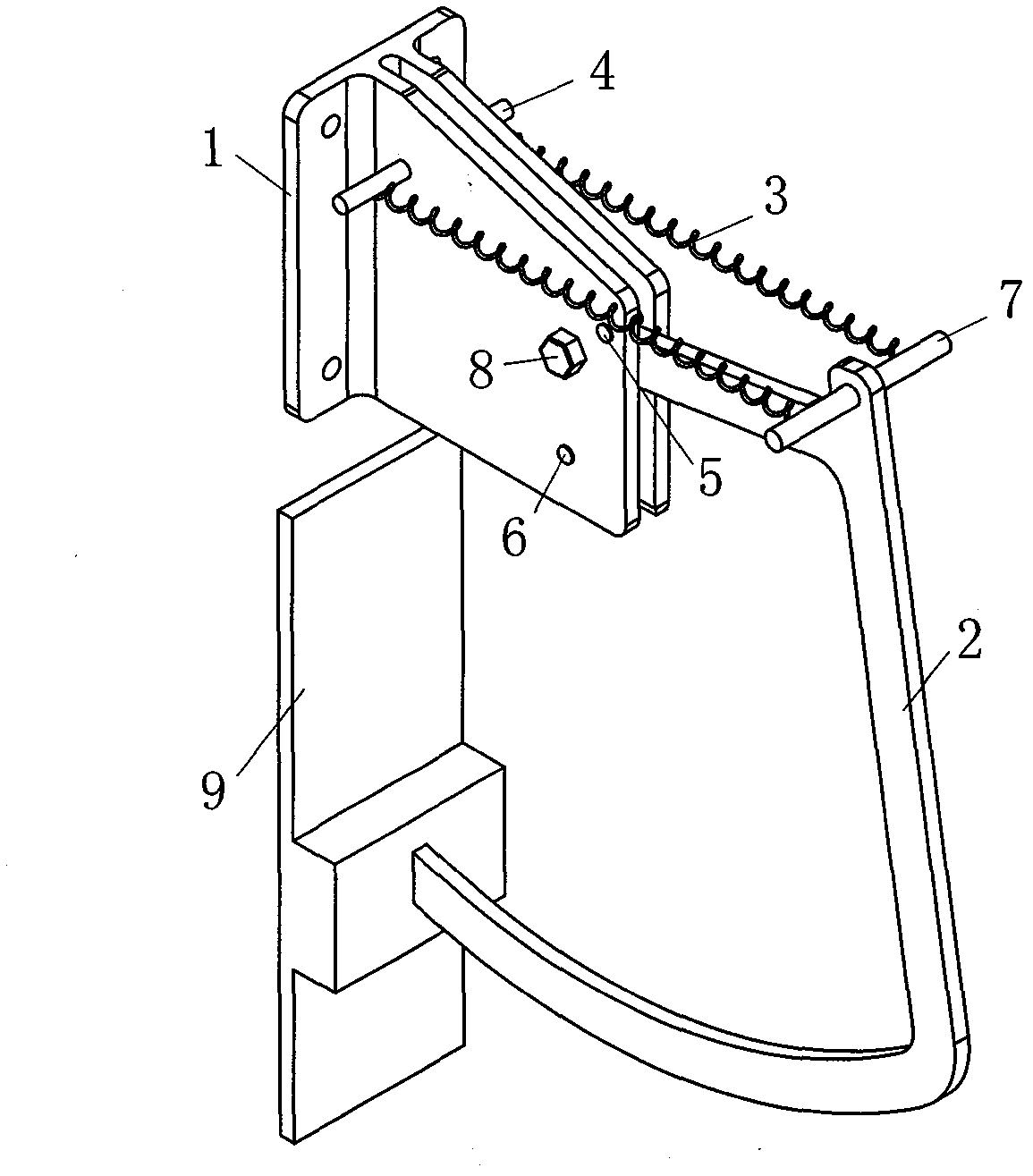 Spring swing arm assembly and application method thereof