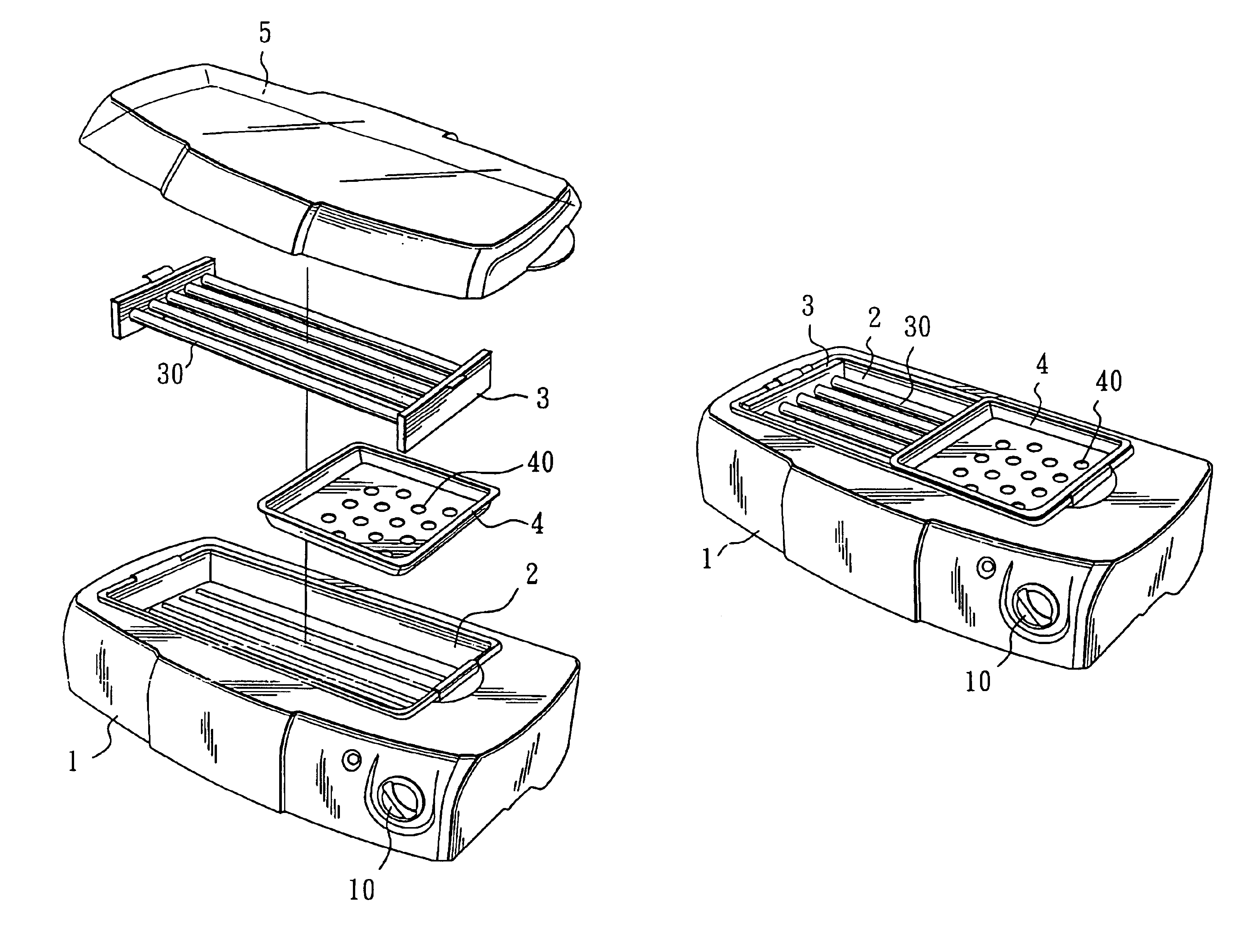 Household sectional oven and warmer cooking apparatus