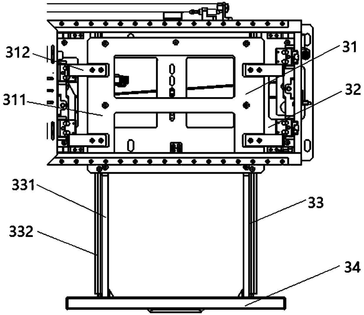 Pulling type luggage feeding and discharging mechanism