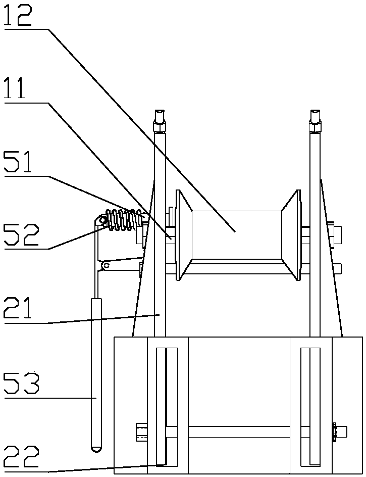 Lifting type wire unwinding device with lever hand brake