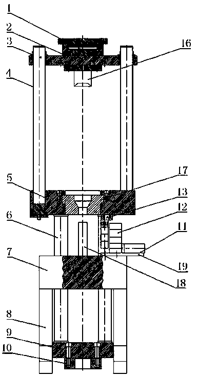 Automatic molding technique for tungsten alloy holding-up hammer and device for realizing technique