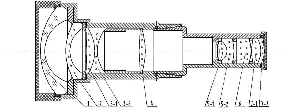 Large-field angle low-projection ratio digital projector lens