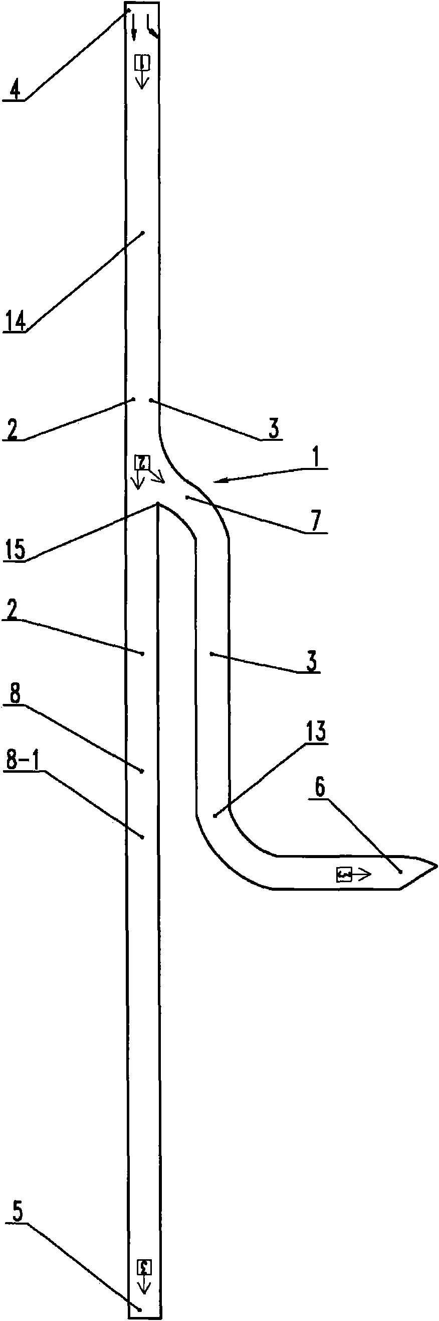 A composite bridge with four independent "Bu"-shaped bifurcated bridges in the long and short right-hand system