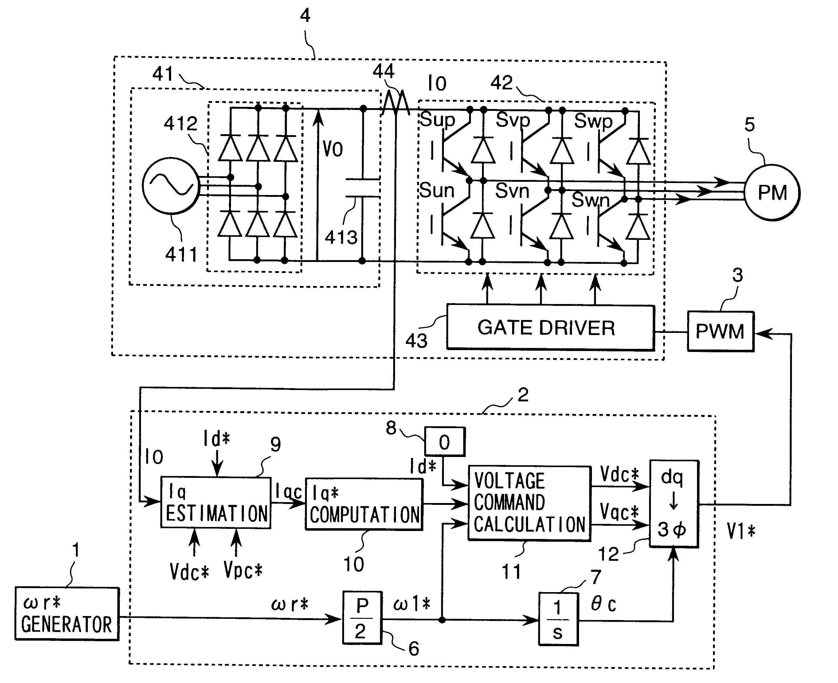 Sensorless control system for synchronous motor