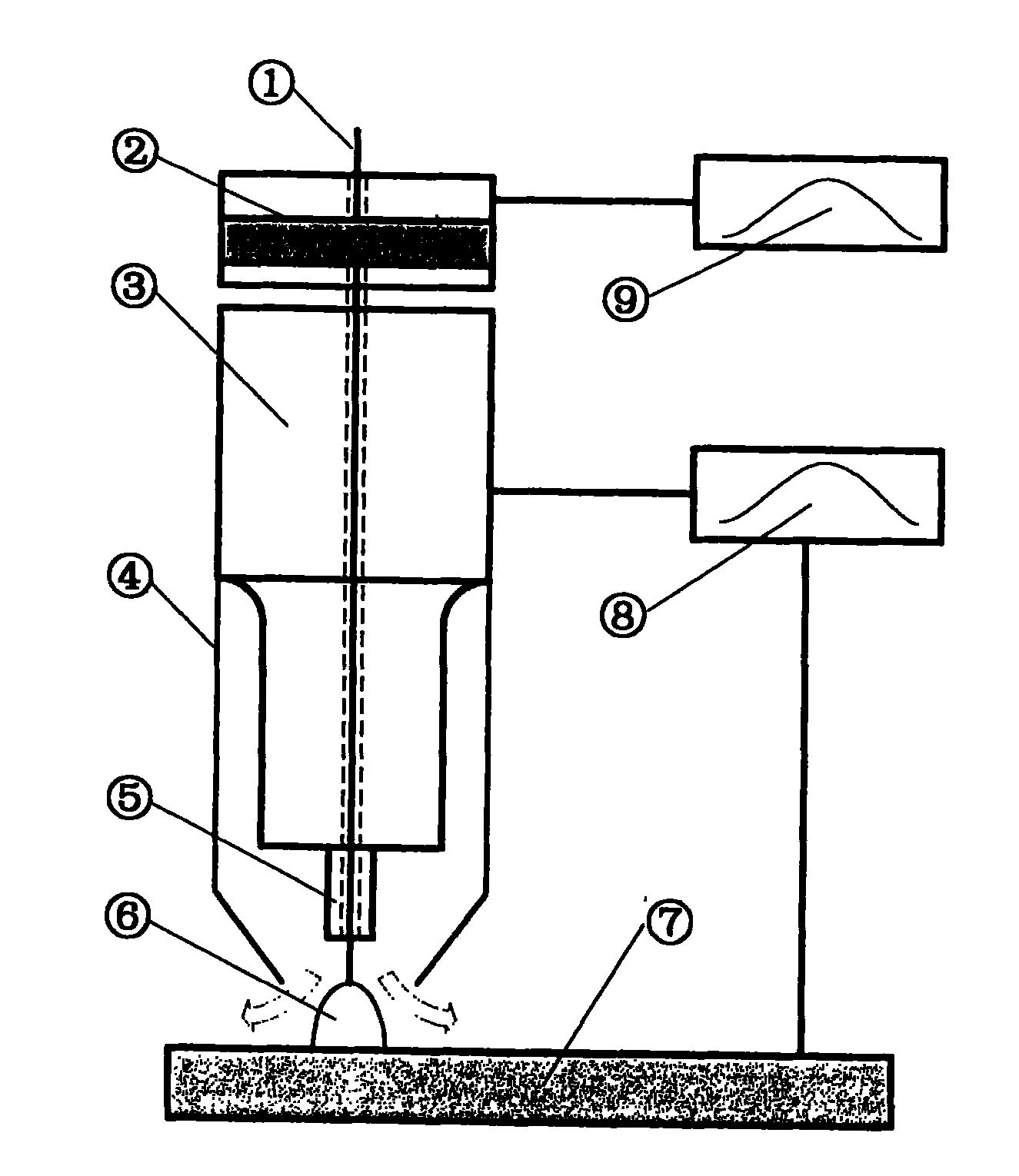 Electric arc welding method and device using additional acoustic pressure mode