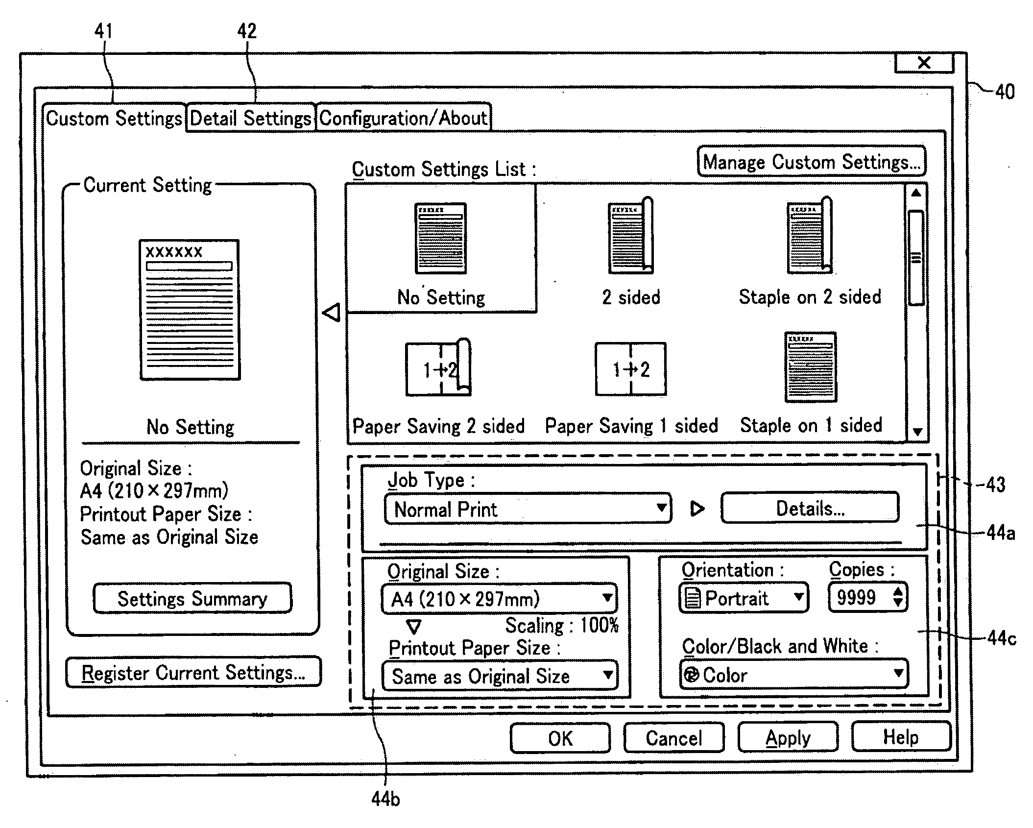 Device driver and a method of customizing layout of a user interface