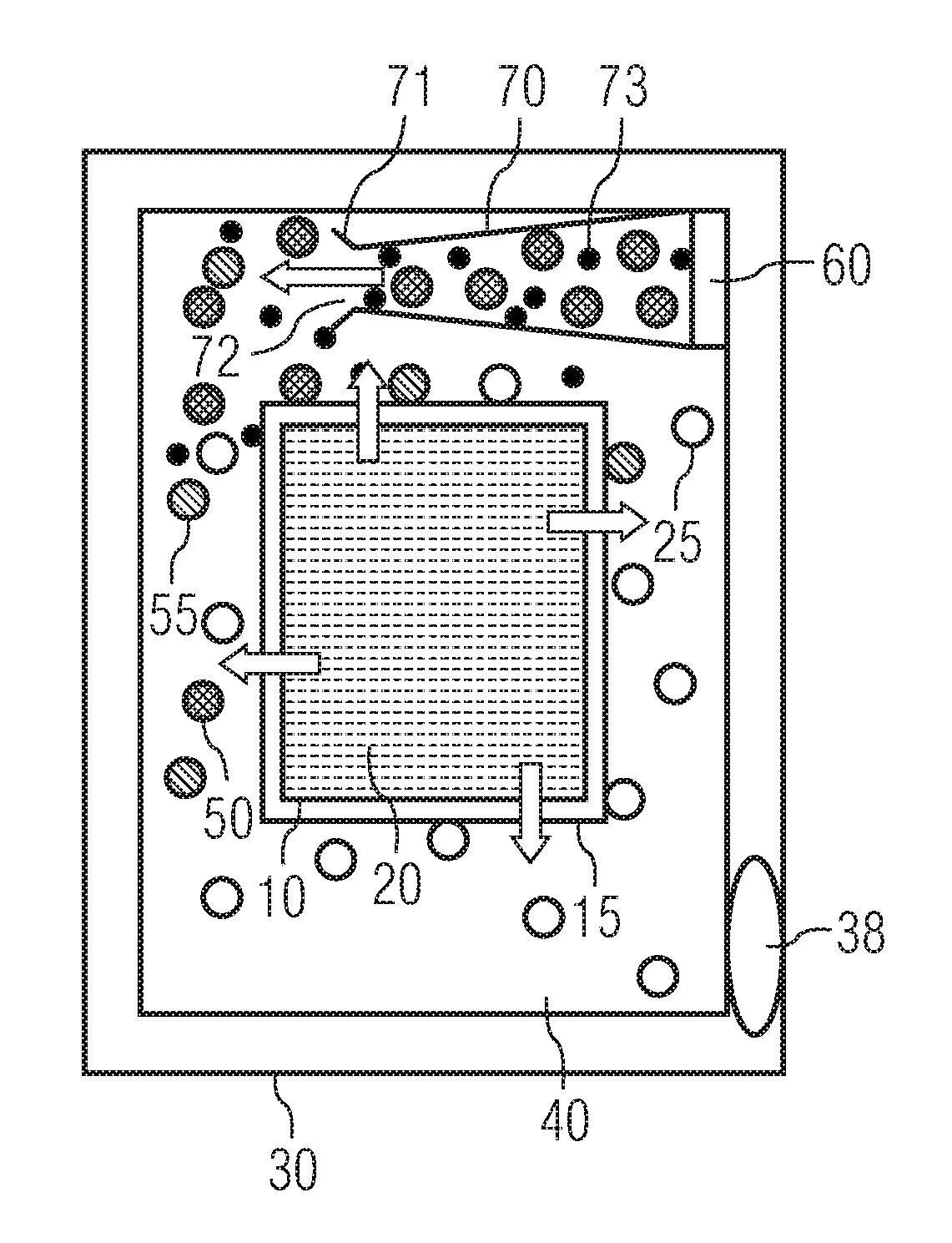 Energy storage system with a protective device that chemically binds decomposition products of a solvent of an electric component