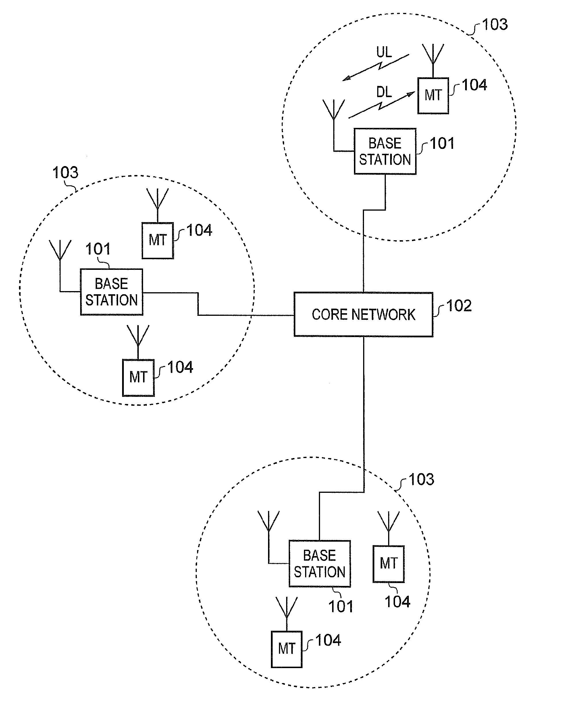 Inserting virtual carrier in conventional OFDM host carrier in communications system
