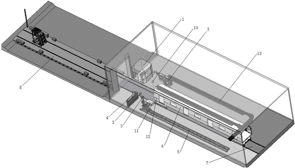 Automatic wire drawing system for side wall of rail vehicle and wire drawing process