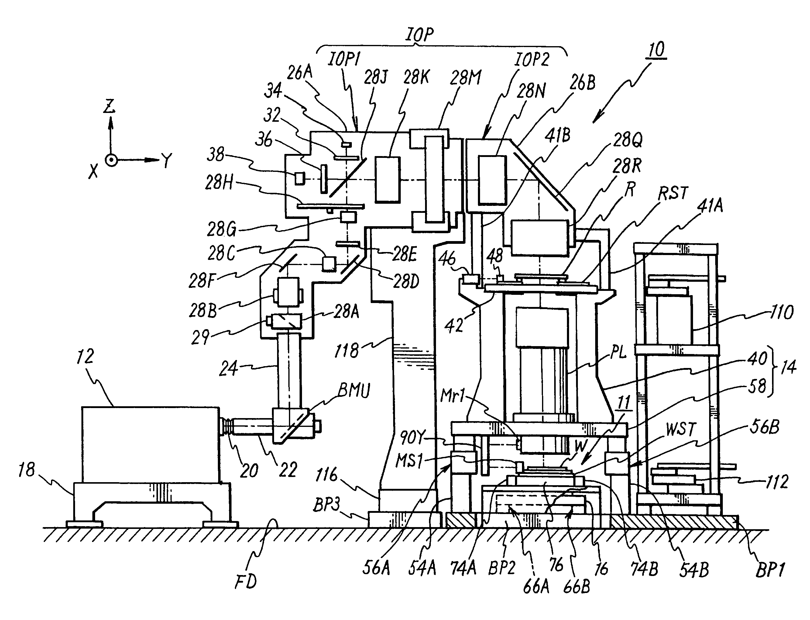Stage device, exposure system, method of device manufacture, and device