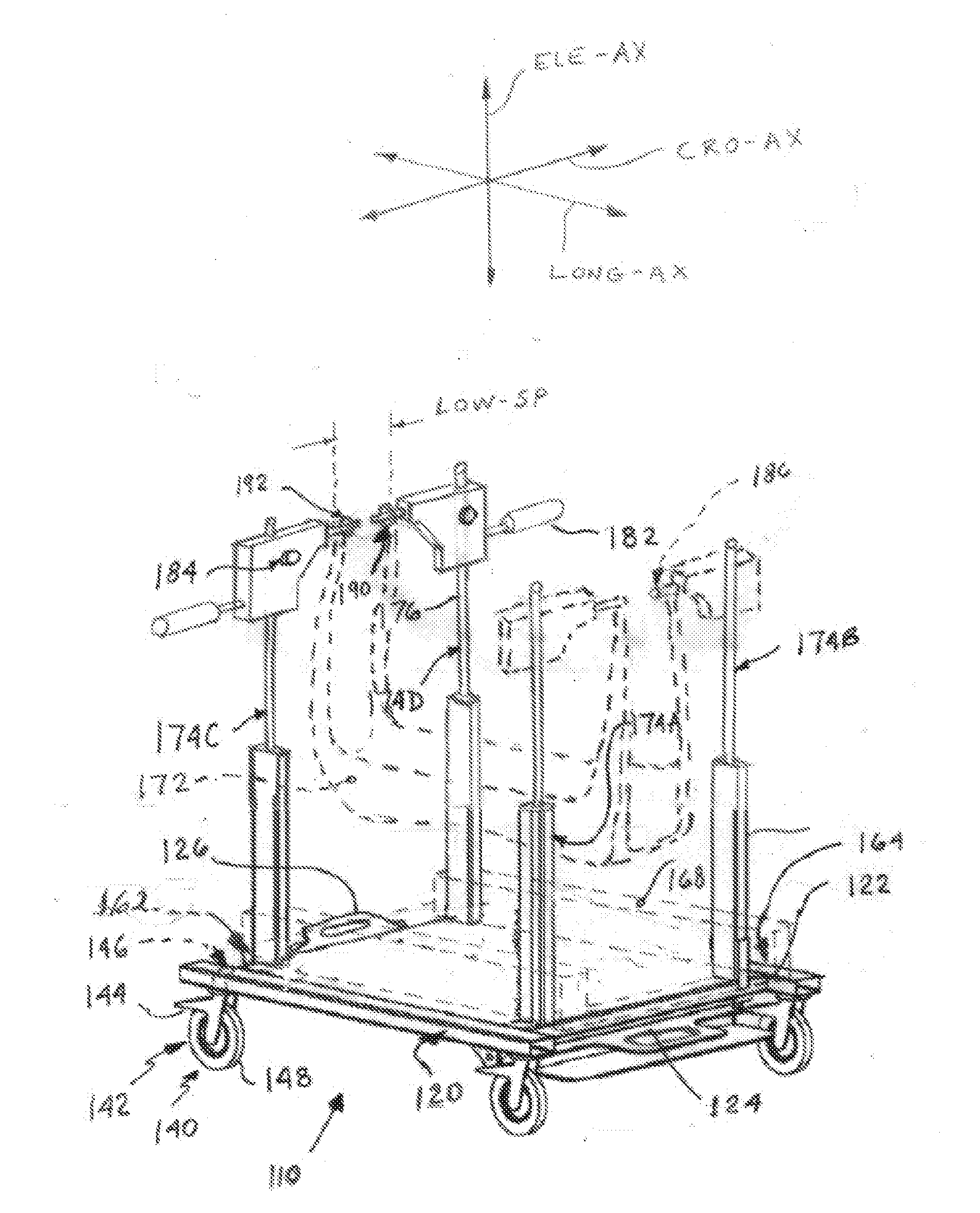 Pet lift device with a transport mode and a stationary location mode