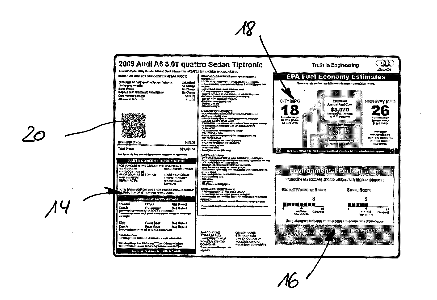 Motor vehicle behind-glass adhesive label