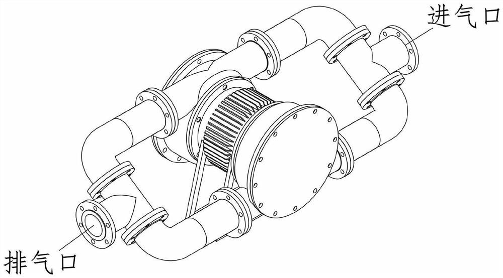 Closed radial double-rotor natural gas residual pressure power generation device