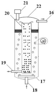 A bubbling methane cracking reaction device heated by high temperature particles