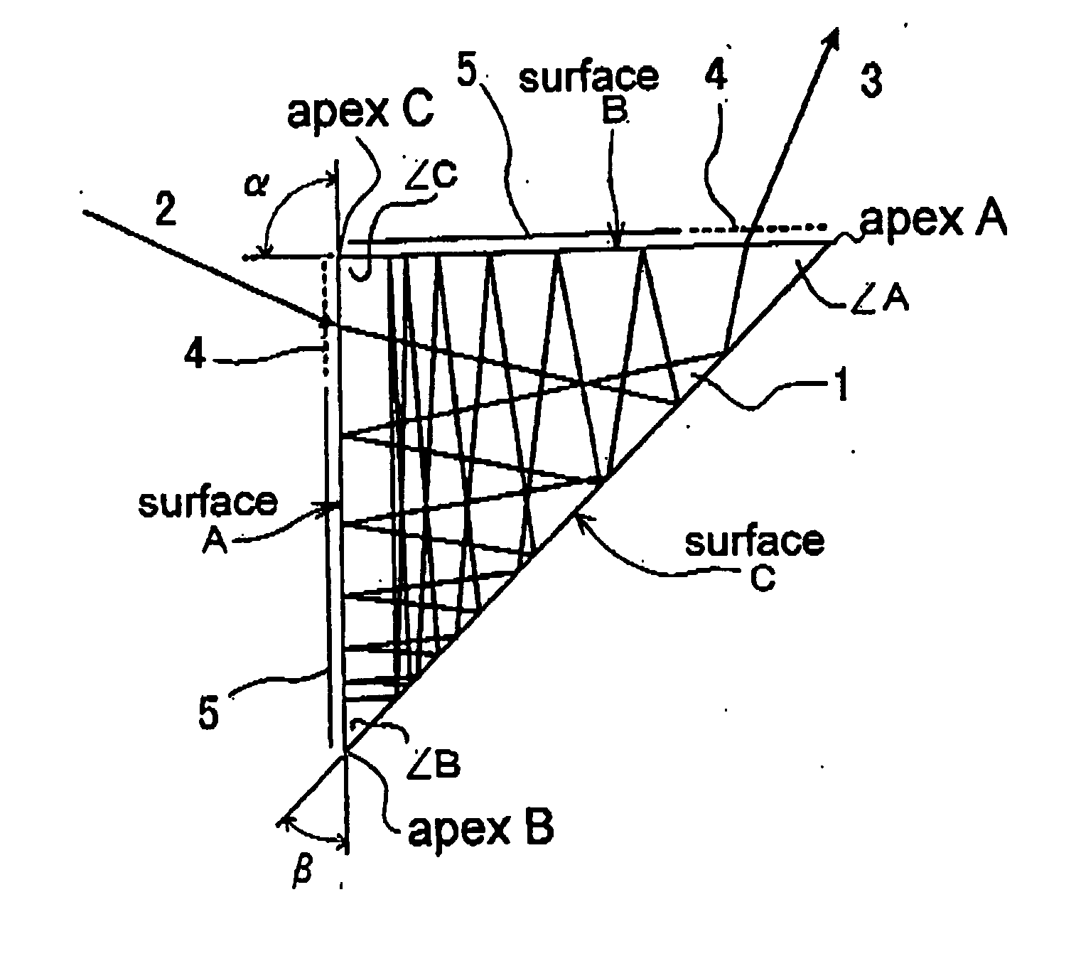 Slab type solid-state laser medium and slab type nonlinear optical medium each using light path formed by multiple reflection caused by three reflecting surfaces