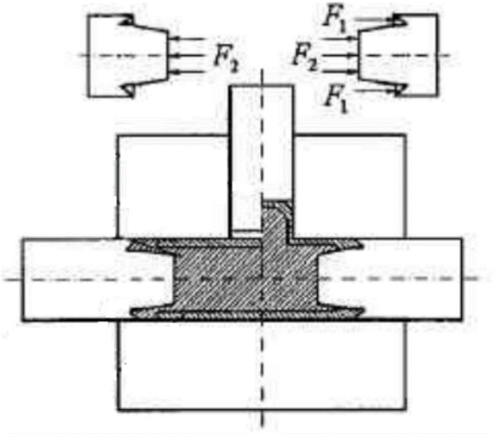 Lock catch type rigid and plastic compound bulging die for hydraulically-controlled T-branch pipe