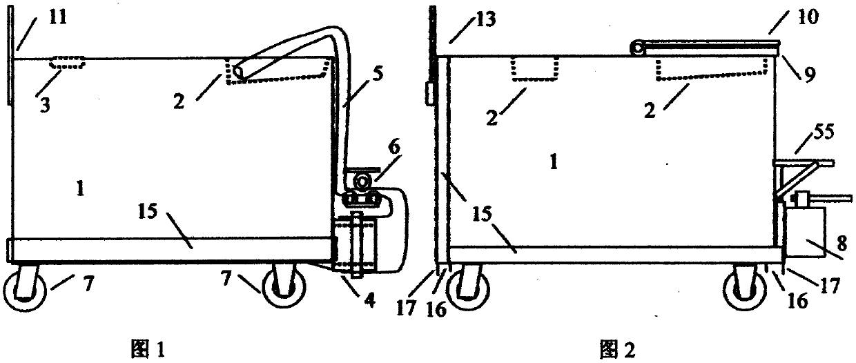 Storage and transportation vehicle of follow-up toilet and follow-up toilet comprising storage and transportation vehicle
