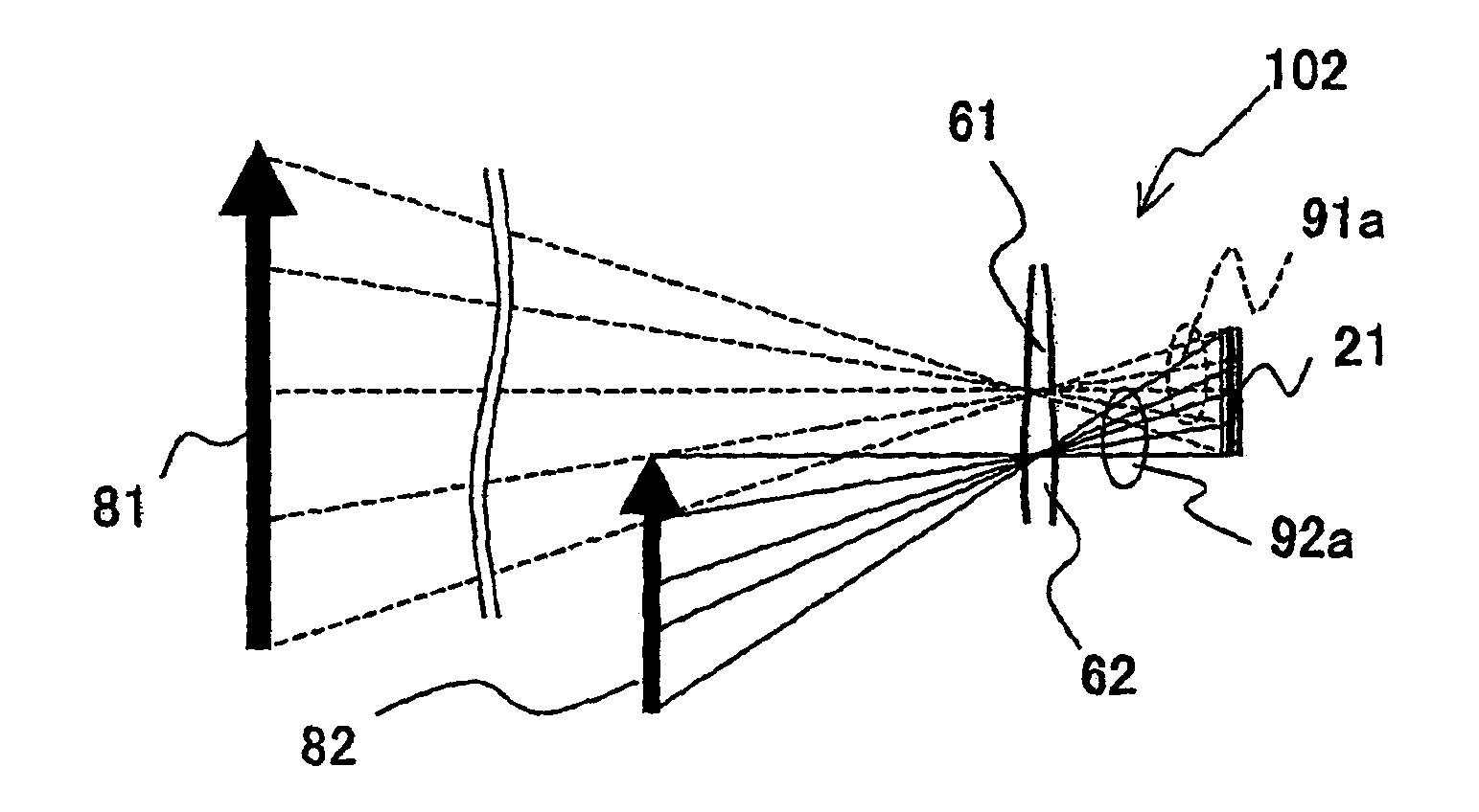 Imaging apparatus with a multifocal lens formed of two pieces with different focal lengths