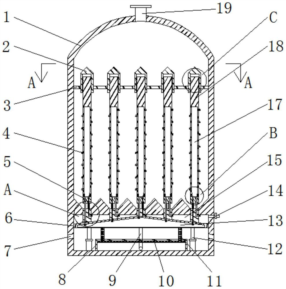 A steel silo unloading device