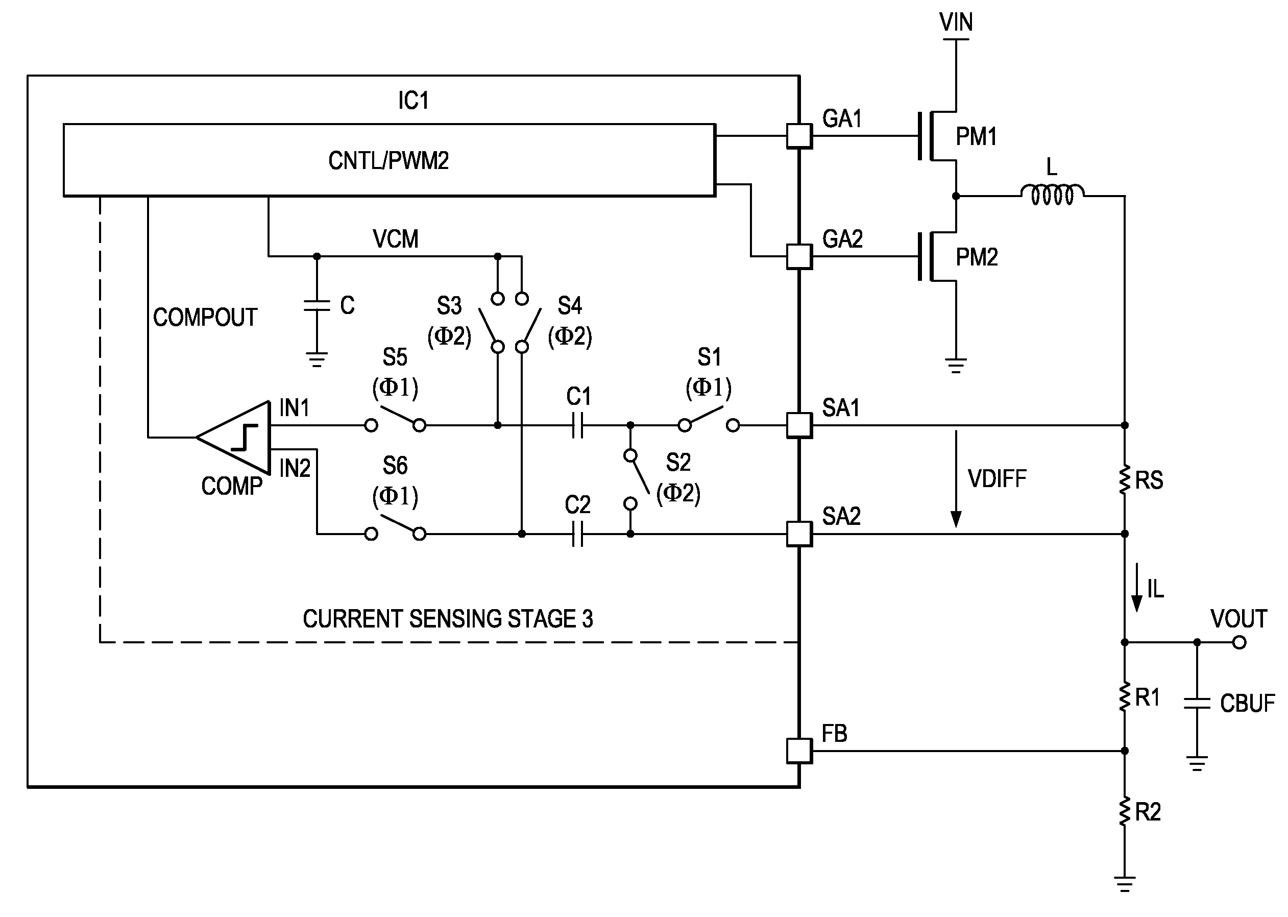 Switched mode power supply with current sensing