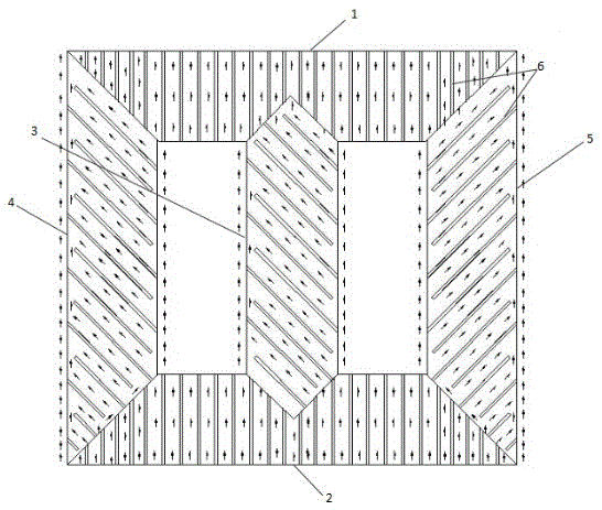 Staggered iron core oil passage structure