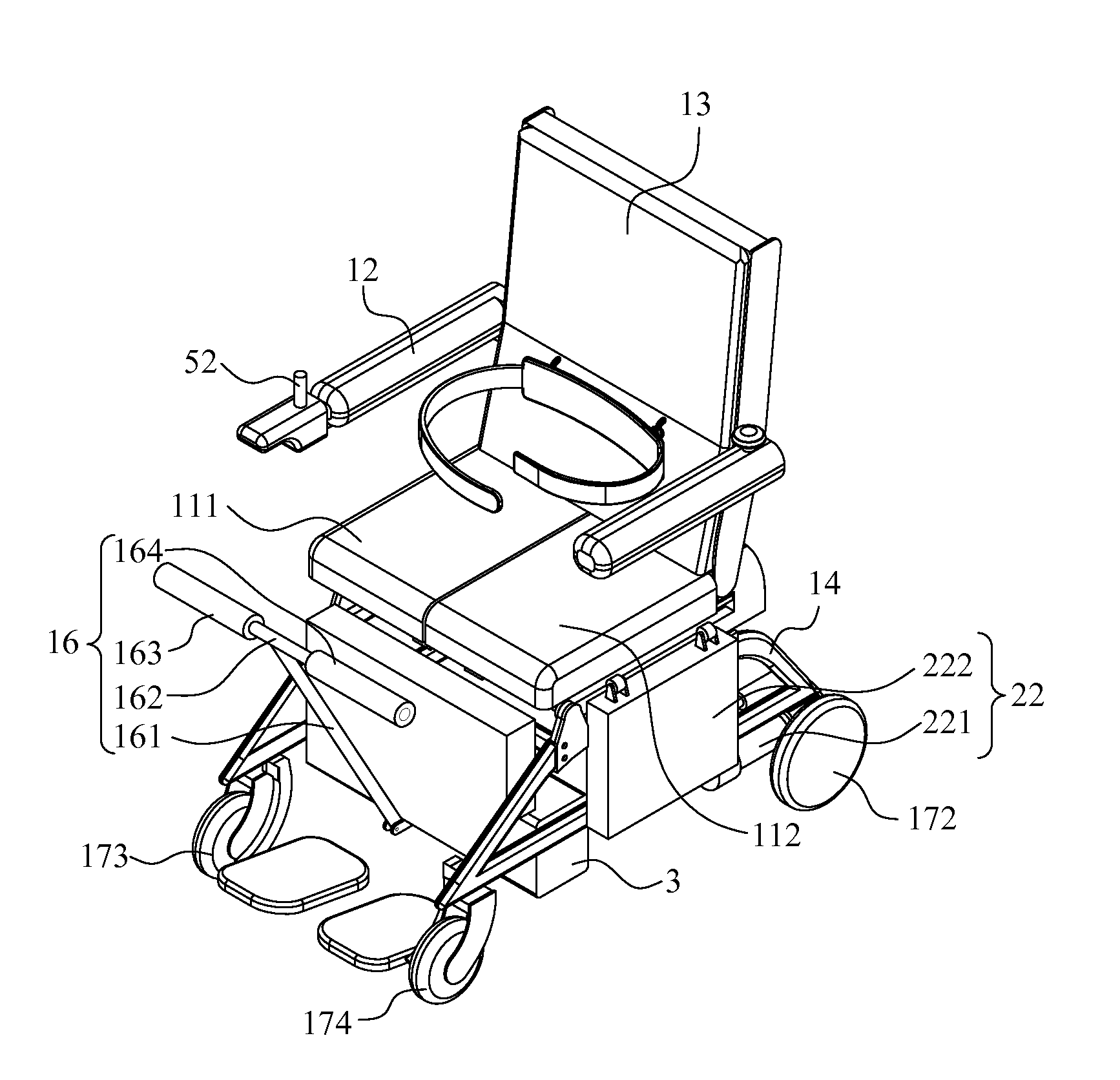 Self operable wheelchair