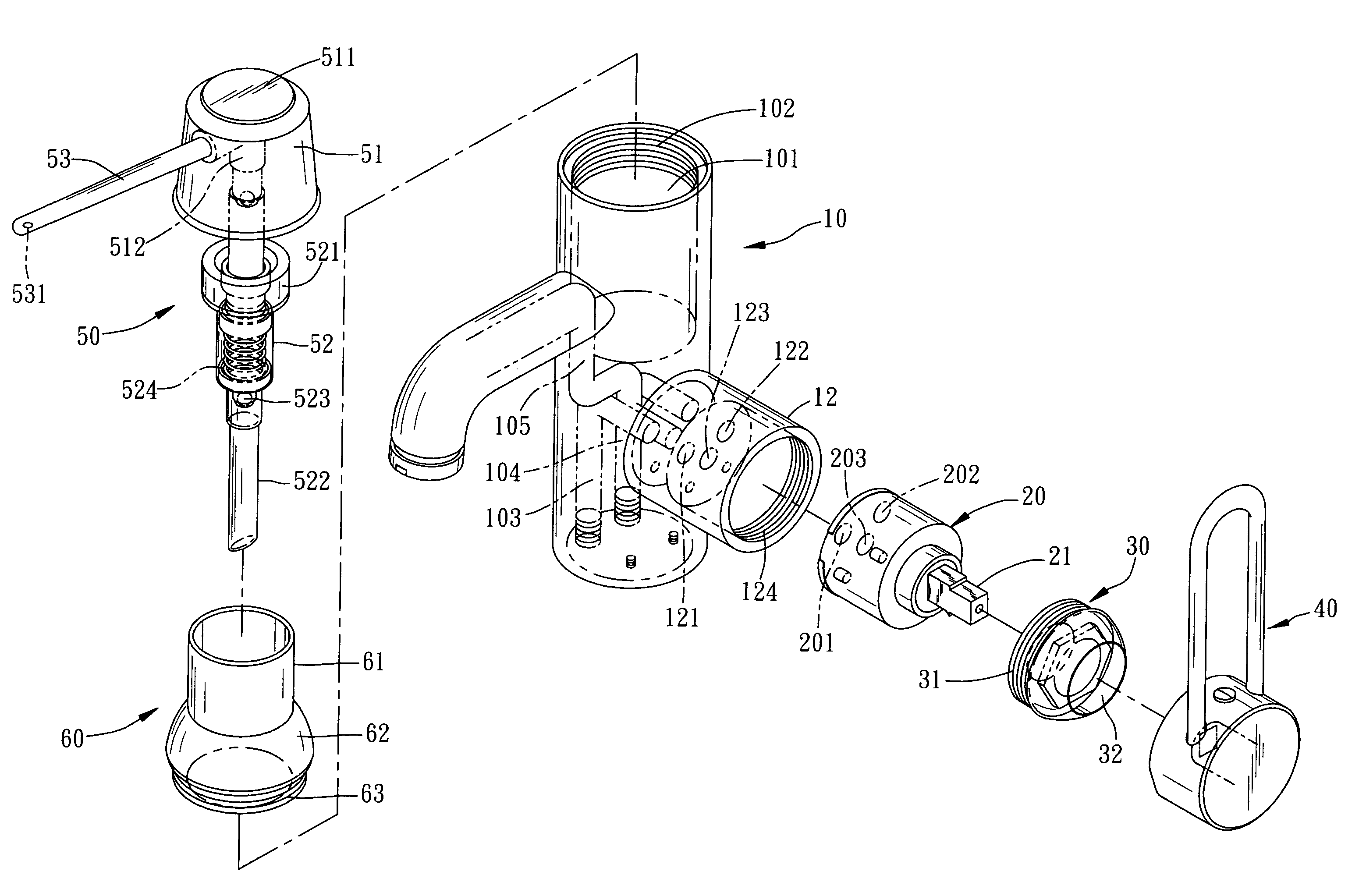 Soap-dispensing faucet structure