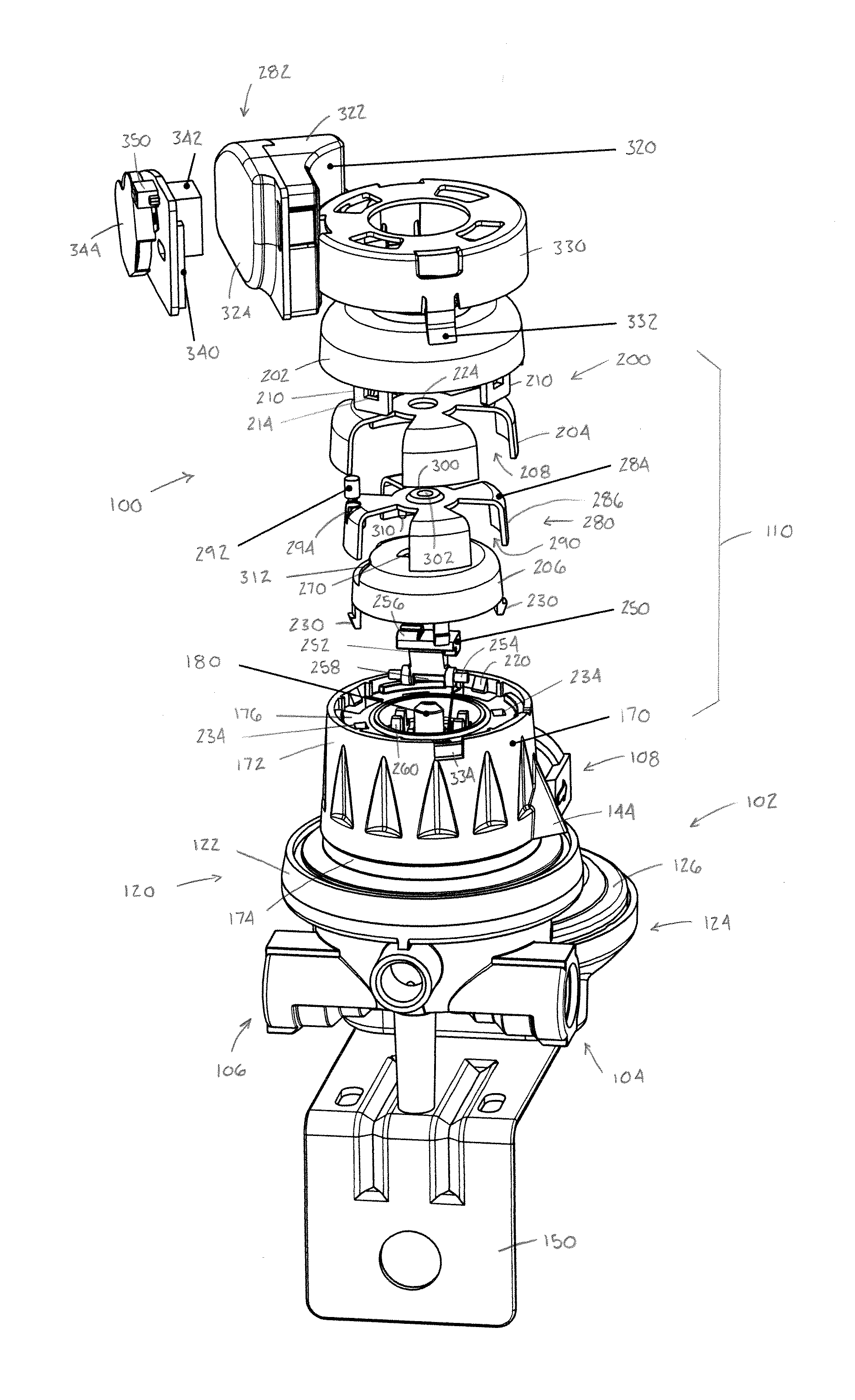 Automatic switching valve with alarm