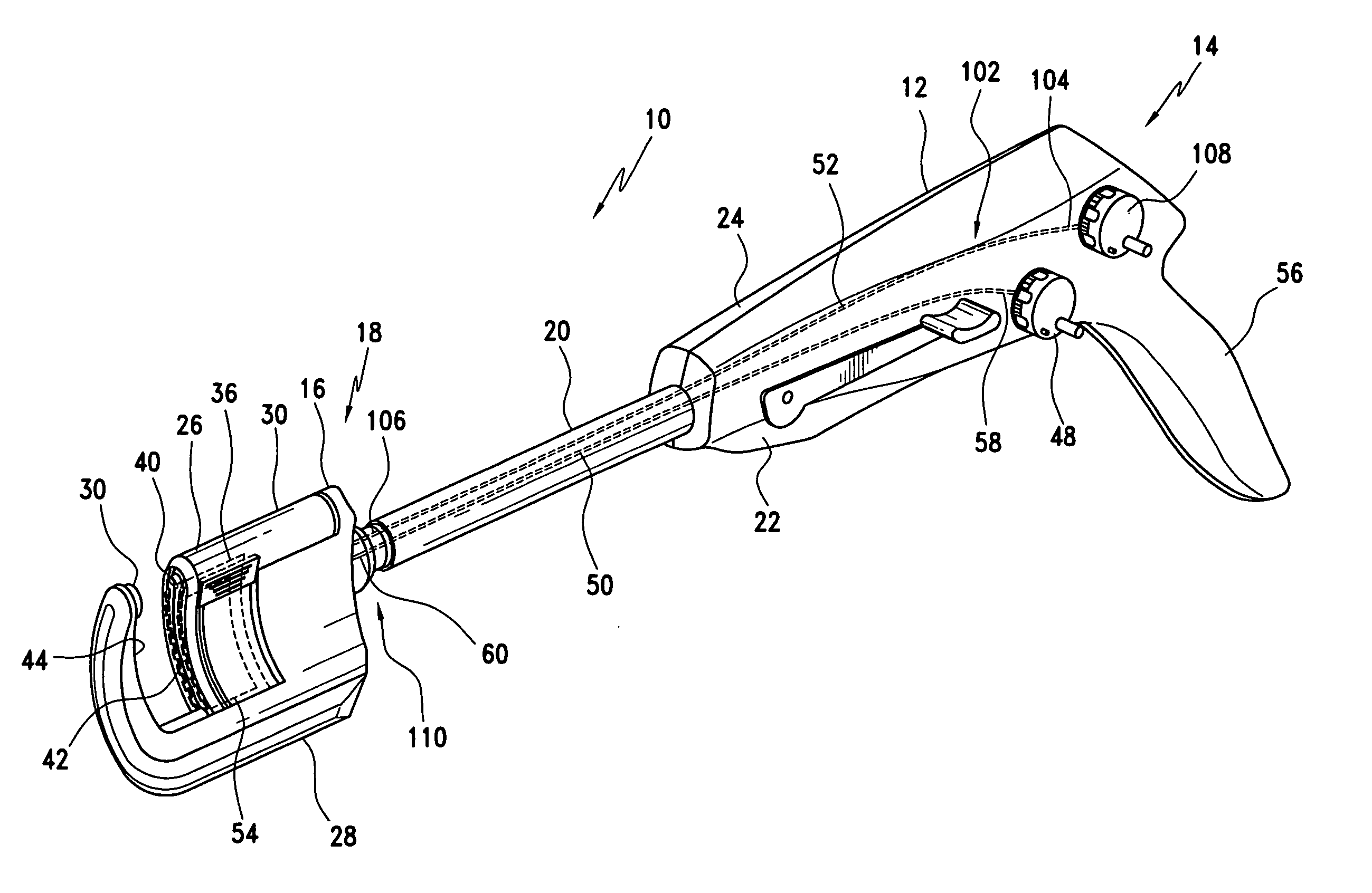 Articulating curved cutter stapler