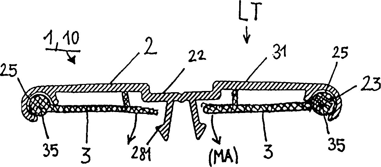 Installation and cover device for cables and method for installation thereof
