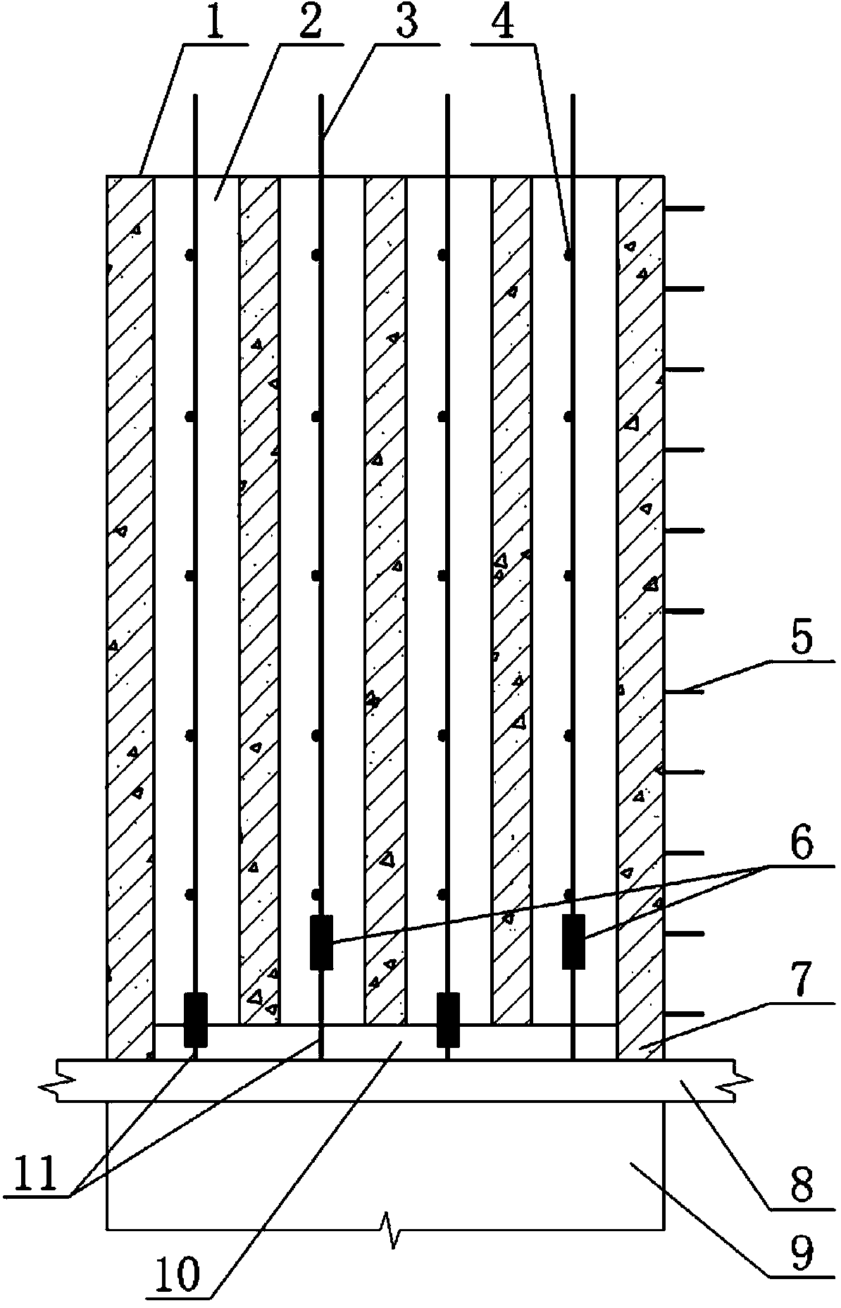 Prefabricated through hole assembly type reinforced concrete shear wall and construction method of prefabricated through hole assembly type reinforced concrete shear wall
