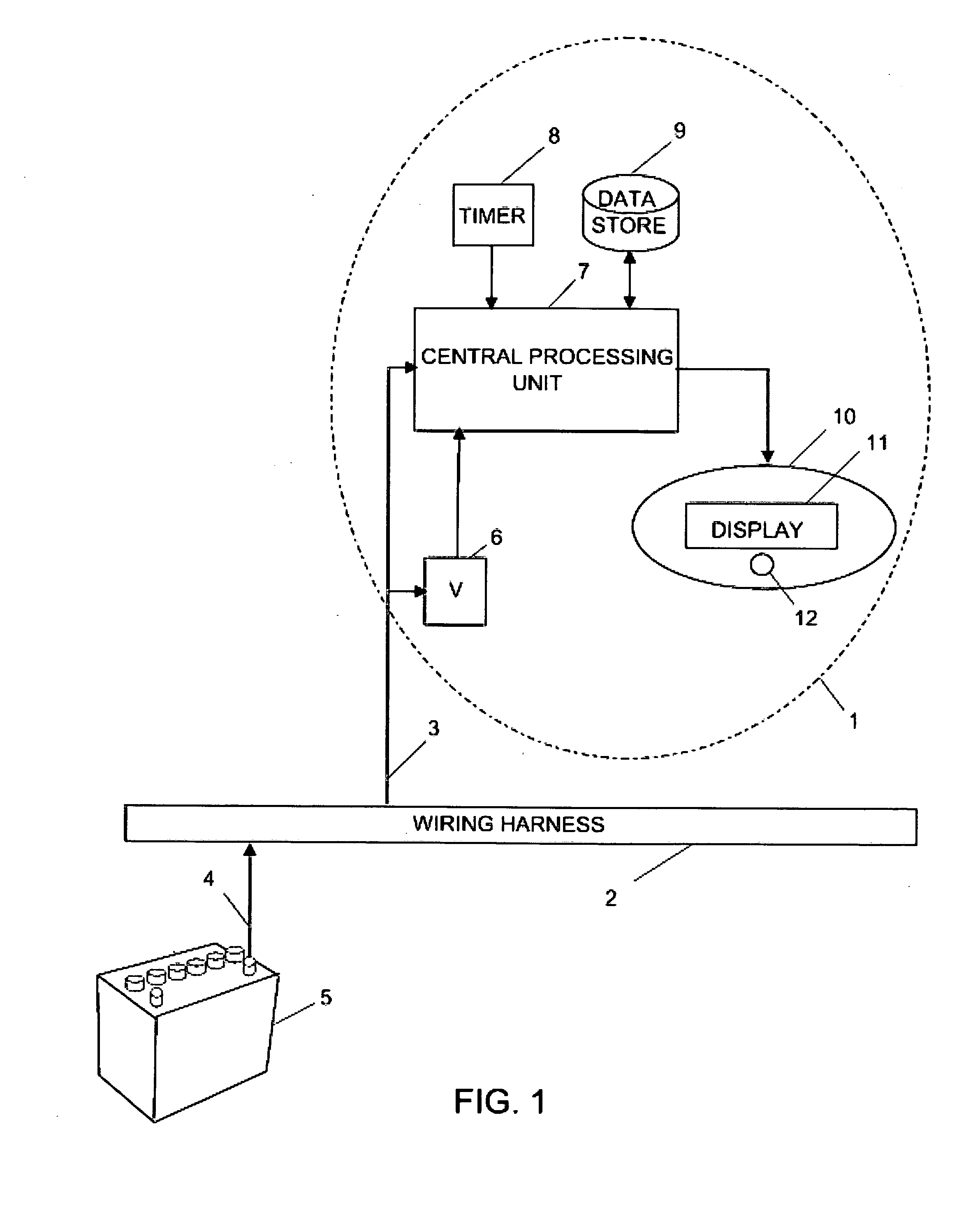 Battery monitor system attached to a vehicle wiring harness