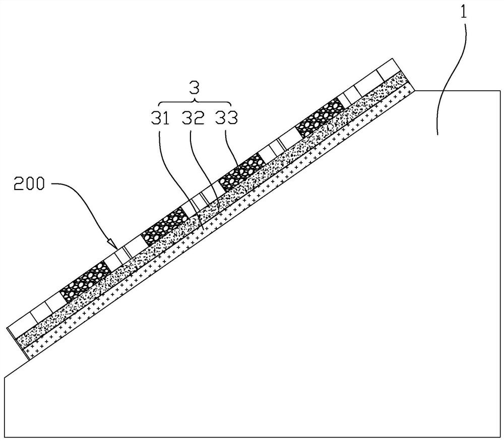 Side slope protection drainage structure of asphalt road and construction method thereof