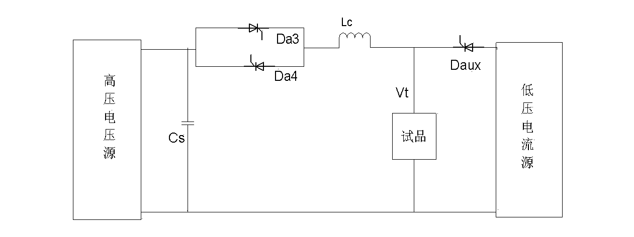 High-voltage DC transmission conversion transient low-voltage test method and circuit thereof