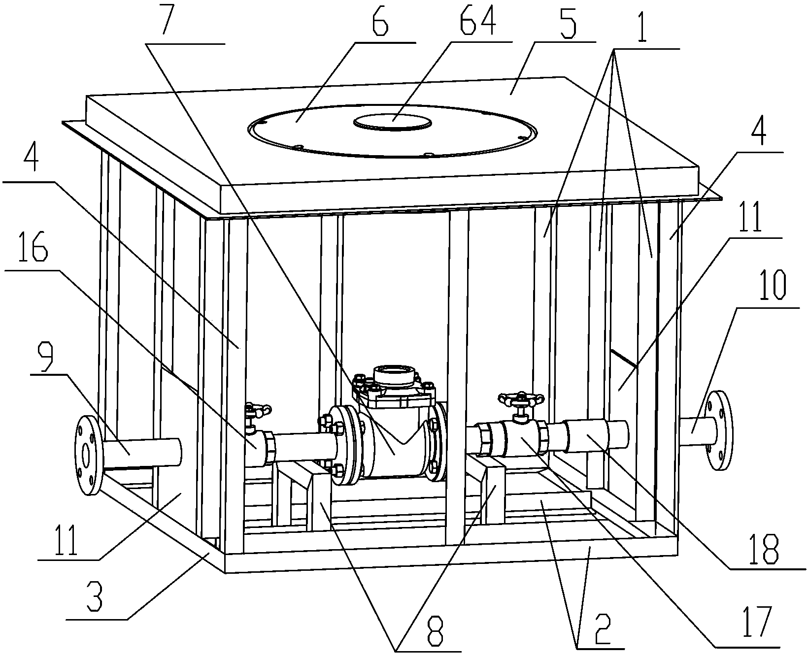 Water meter chamber and water meter device thereof