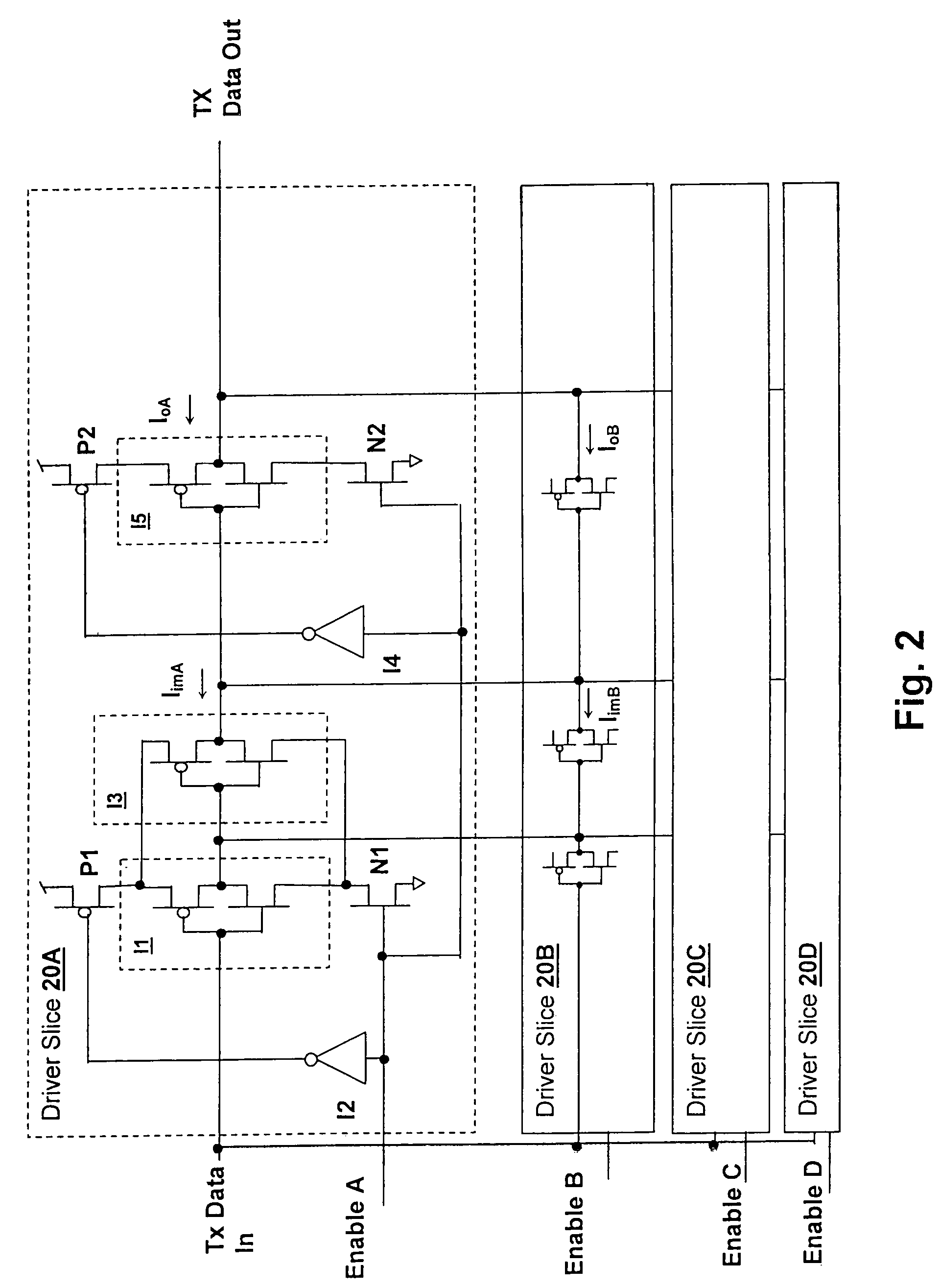 Digital transmission circuit and method providing selectable power consumption via multiple weighted drive slices