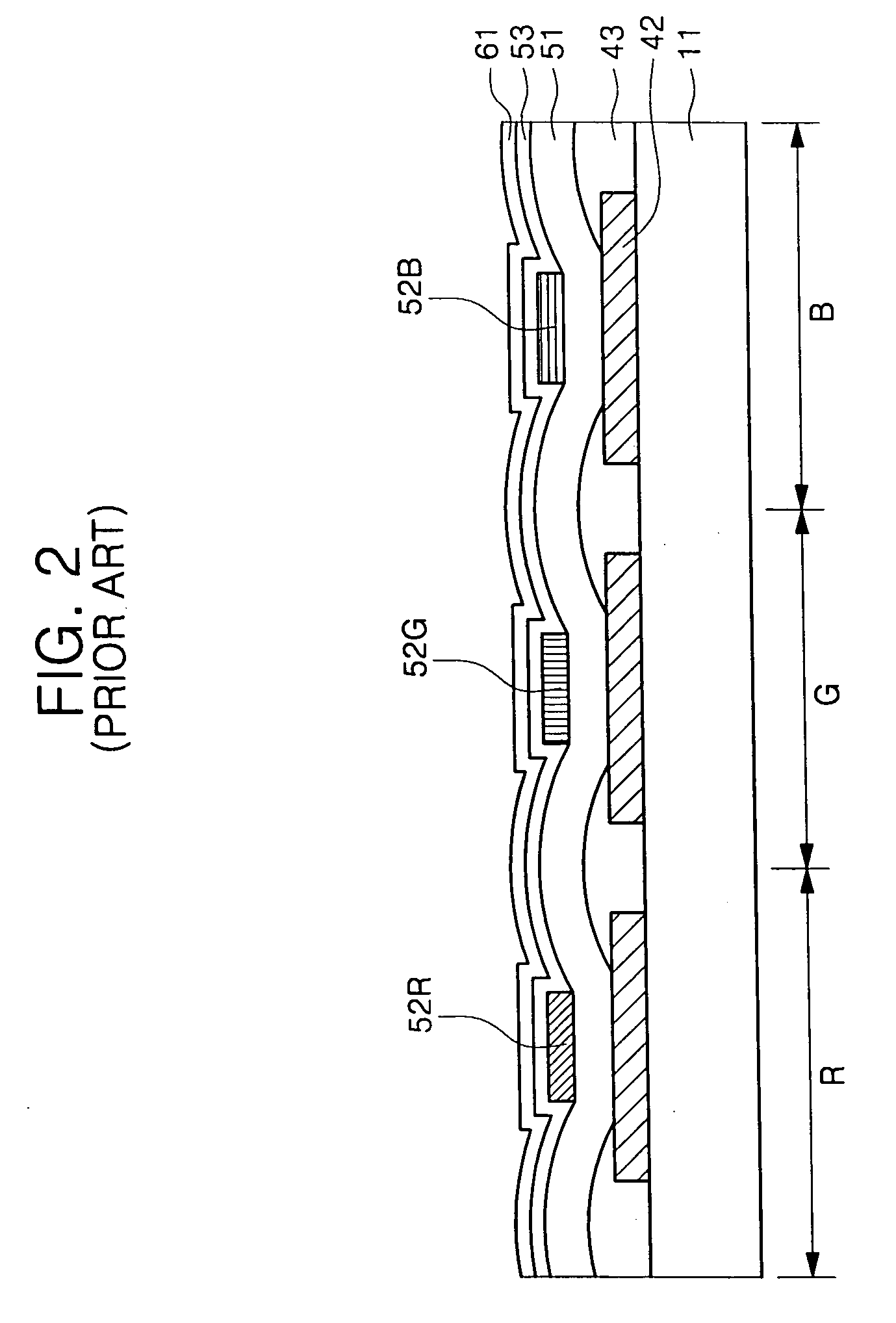 Full color organic electroluminescence display device