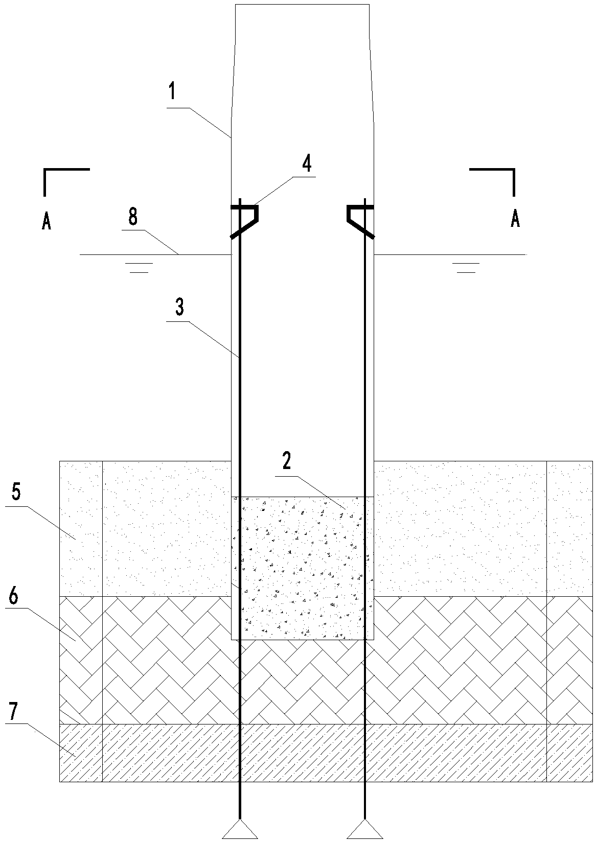 Composite foundation structure applicable to offshore wind power plant fan and construction method
