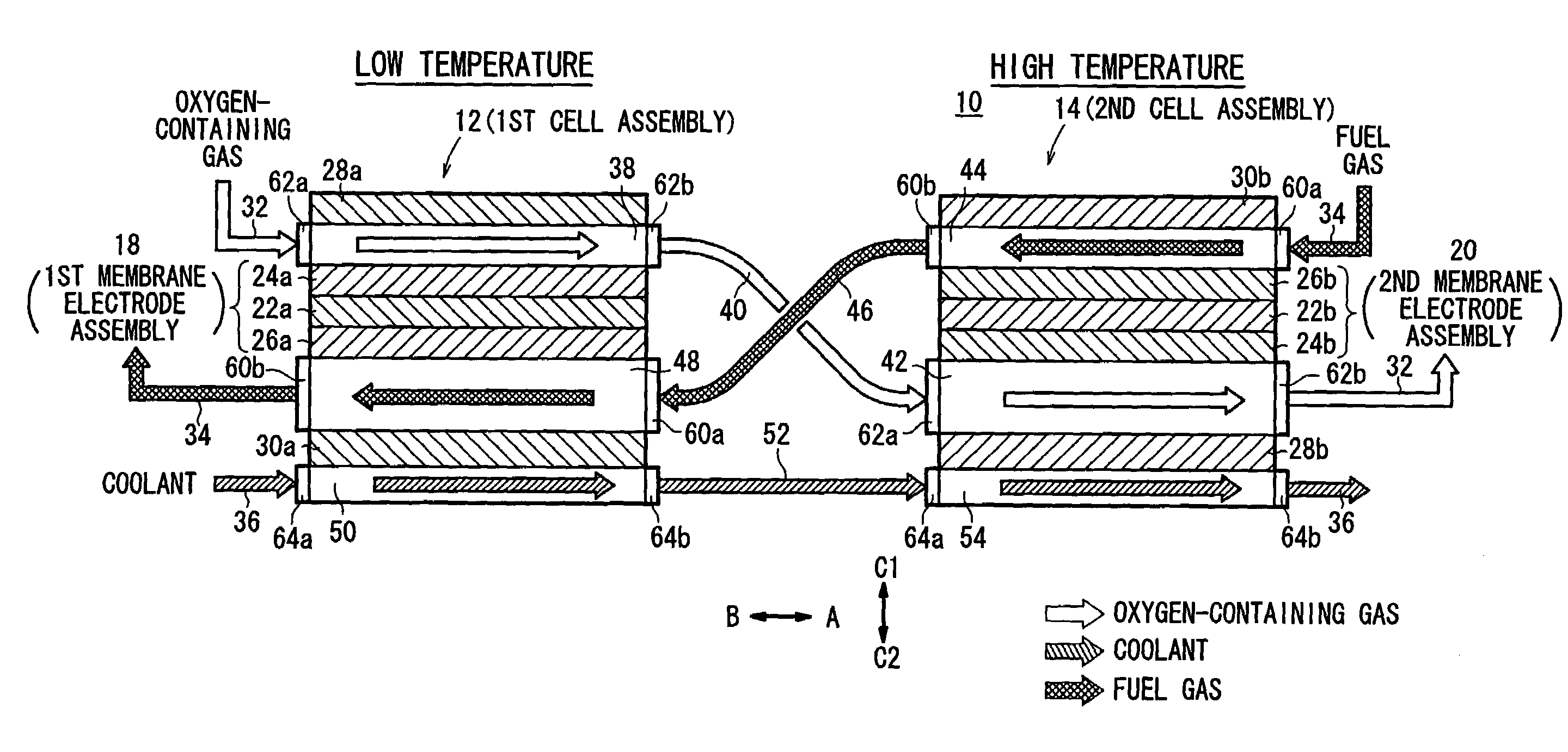 Fuel cell with fuel gas adjustment mechanism