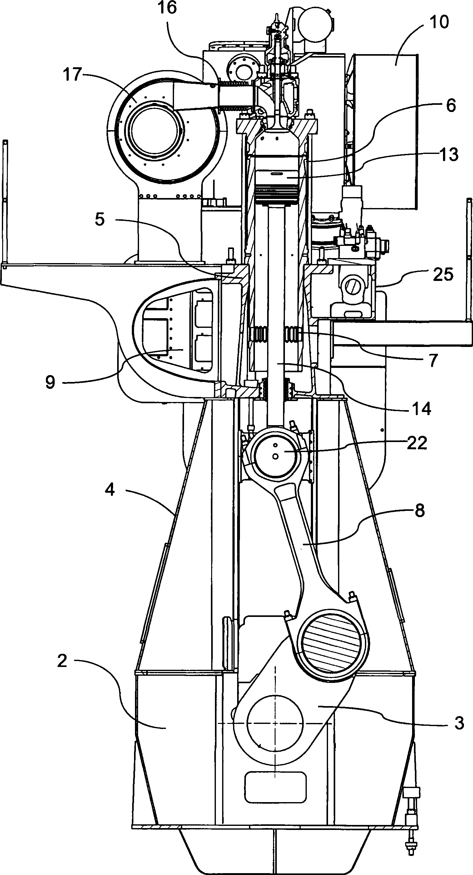 Crosshead type large-sized uniflow type two-stroke diesel motor